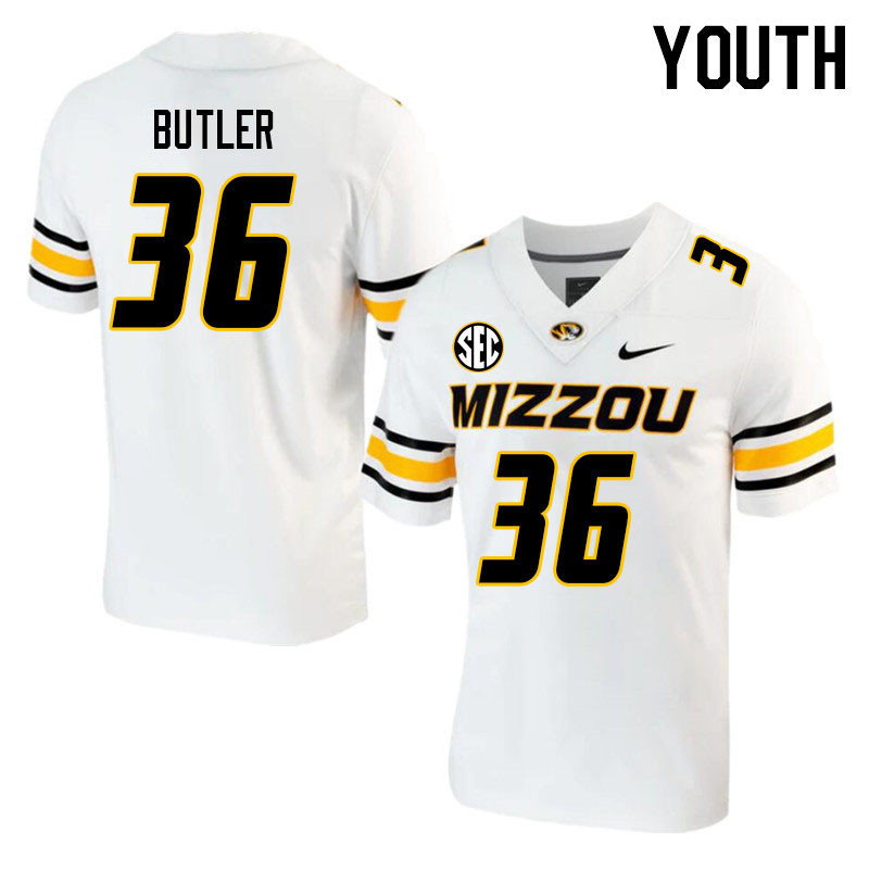 Youth #36 Devyn Butler Missouri Tigers College 2023 Football Stitched Jerseys Sale-White